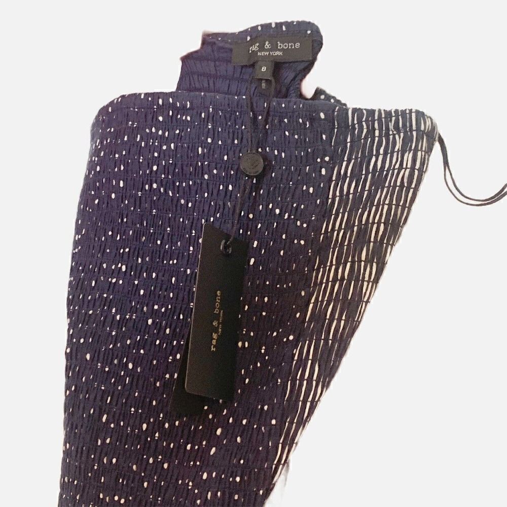 RAG & BONE New York Aster Strapless Smocked Printed Bodysuit Top Women’s Size 8 - Picture 6 of 12